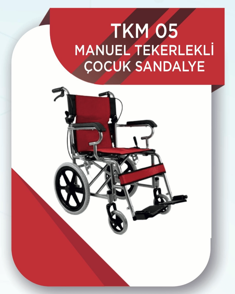 TKM 05 MANUEL TEKERLEKLİ ÇOCUK SANDALYE (Kırmızı)